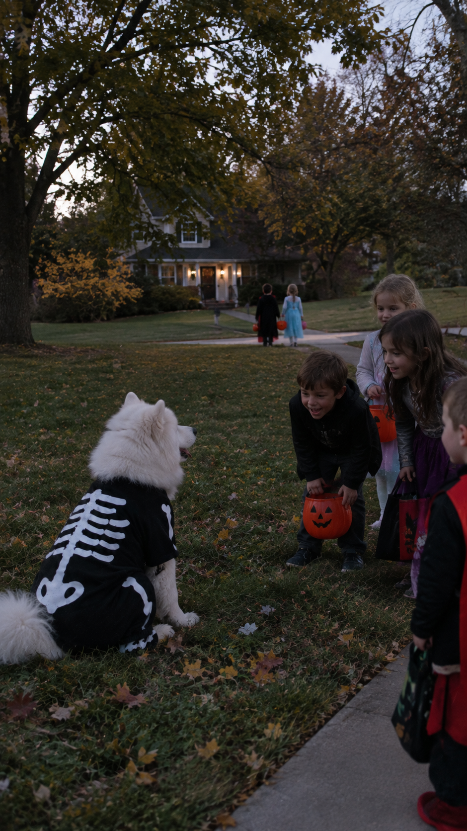 Pet wearing a skeleton costume