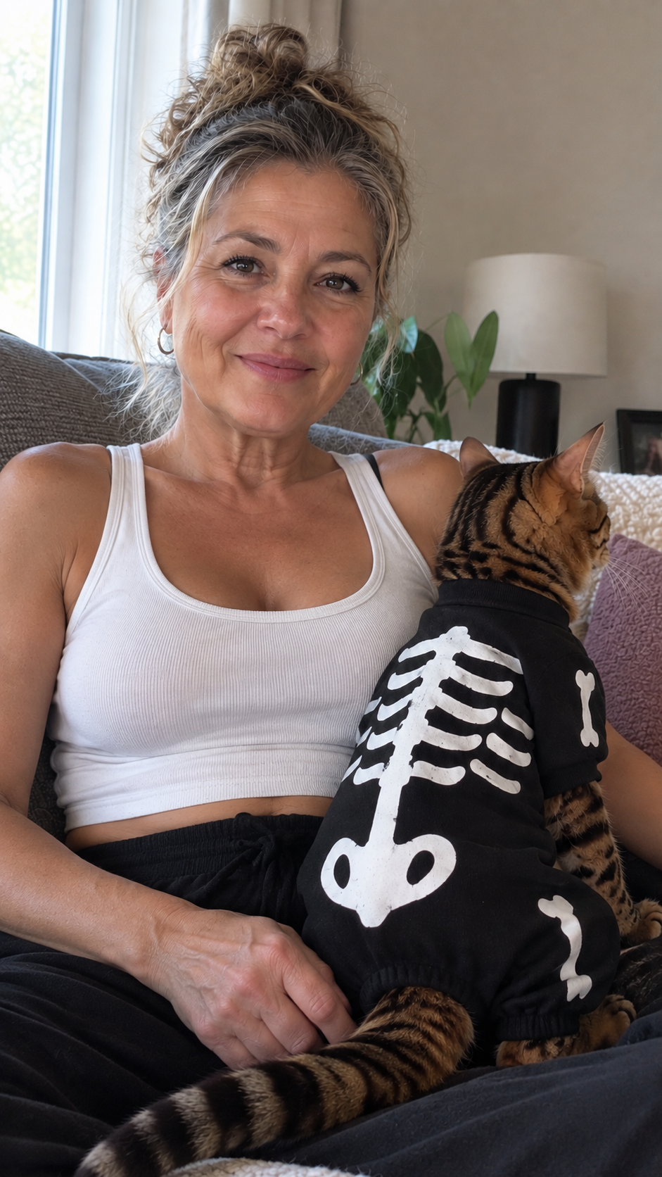 Pet wearing a skeleton costume